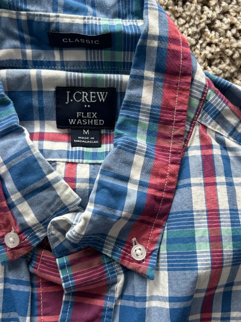 J.Crew Men's Slim Fit Washed Plaid Button-Down Shirt Size Medium